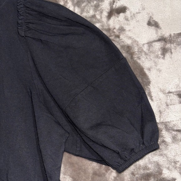 Madewell Womens XS Black Puff Sleeve Crew Neck Cotton‎ Blend Top Blouse - Picture 11 of 12